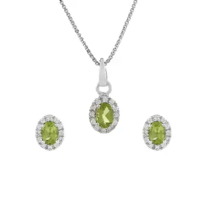 कायाकल्प डिजाइन प्राकृतिक हरी Peridot लटकन 925 स्टर्लिंग चांदी प्राकृतिक Prasiolite हार सेट के रूप में लड़कियों के लिए दैनिक पहनने