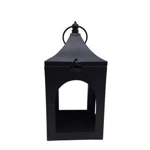 Ensemble de 4 lanternes en fer de taille moyenne avec poignée et toit pliant lanterne en soie de couleur noire pour la décoration de la maison et du mariage - Product Image 4