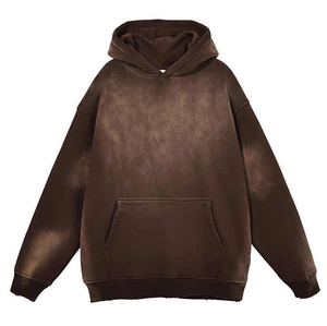 Premium Quality Blank Acid Wash Vintage Distressed Heavyweight 400gsm Fleece Fashion Knitted Manufacturer Hoodie <b>for</b> Men - Product Image 2