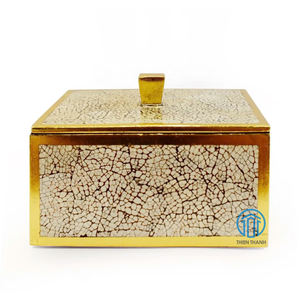 Boîtes de luxe OEM à la feuille d'or avec incrustation de coquille d'oeuf Conteneur de stockage décoratif fabriqué à la main pour bijoux - Product Image 1