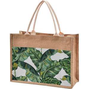 Venta al por mayor personalizado impreso respetuoso con el medio ambiente reutilizable arpillera playa compras bolsas de yute con cremallera fabricante de Bangladesh - Product Image 2