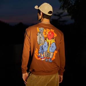 Sudadera con logo estampado en relieve Dead End Street para hombre, estilo urbano, corte holgado, cuello redondo, cálida - Product Image 2