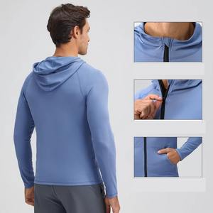 Veste à fermeture éclair respirante à séchage rapide pour homme, col à capuche, anti-UV, imprimé, pour l'entraînement physique, la course à pied, les vêtements de sport d'hiver - Product Image 2