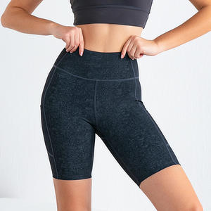 Pantalones Cortos Deportivos de Ciclismo para Mujer, de Algodón/Spandex, Tejidos, con Bolsillos Laterales, Ajuste Regular, Largo hasta el Muslo, Diseño Personalizable - Product Image 2