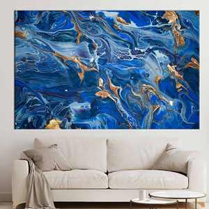 ศิลปะบนผืนผ้าใบสีน้ำเงินกรมท่าแบบทันสมัย: ของตกแต่งผนังแบบนามธรรมสุดหรู,1P:ห่อหุ้มอย่างดี - Product Image 1