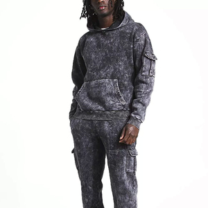 Survêtement en coton délavé à l'acide, confortable, anti-boulochage, survêtement délavé à l'acide pour hommes, survêtement délavé à l'acide pour l'été - Product Image 3
