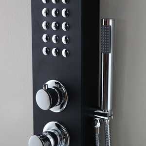 <b>Black</b> Aluminum Hydromassage <b>Shower</b> Panel with Rain <b>Shower</b> Head for Bathroom <b>Sets</b> - Product Image 5