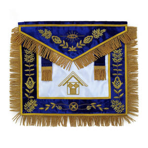 Tablier de Maître Maçon de la Franc-Maçonnerie en Cuir Blanc et Ruban Moiré Turquoise avec Rosettes Personnalisées sur Demande du Client - Product Image 3