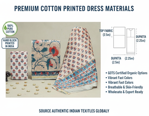 Tissu de Robe en Coton Biologique 100% Premium, Imprimé, Poids Moyen, Non Cousu, Motif Floral, pour Tenue Ethnique d'Été, Vente en Gros - Product Image 6