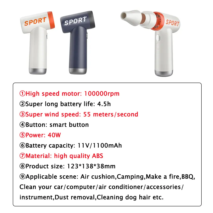 2024 OEM ODM venta al por mayor Motor 100000RPM Mini limpiador de polvo de aire comprimido eléctrico inalámbrico