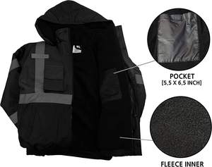 Safety Workwear High Visibility Reflective Safety Hoodie Sweatshirt for Men Warmer Security Hi Vis Winter Workwear Jacket - Product Image 2