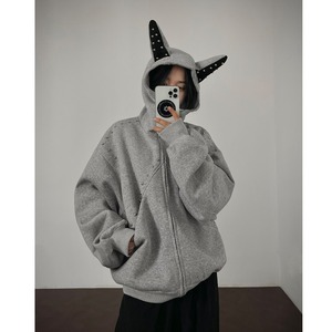 Sudadera con capucha con cremallera de algodón liso de alta calidad para hombre personalizada al por mayor cremallera pesada de 500GSM - Product Image 4