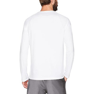 Camiseta de Manga Larga Blanca para Hombre, 100% Poliéster, Secado Rápido, Corte Regular, Cuello Redondo, Color Sólido Informal, Tejido de Punto - Product Image 4