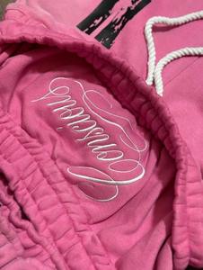 Survêtements OEM, design personnalisé, broderie usée, imprimé délavé au soleil avec des strass, sweat-shirt court et pantalon évasé, survêtement d'hiver - Product Image 5