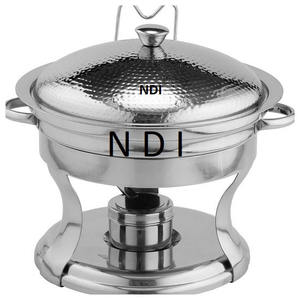 Chauffe-plats décoratifs faits à la main polis brillants chauffe-plats pour buffet équipement de restauration chauffe-plats en métal avec couvercle doré - Product Image 3