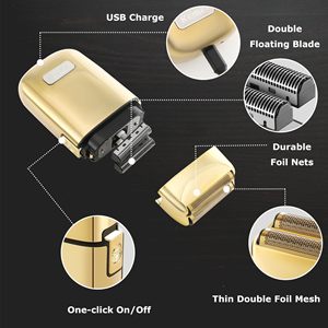 Afeitadora Eléctrica Inalámbrica Recargable para Hombre, Afeitado en Seco y Húmedo por USB, Doble Lámina, Cuchilla Doble, Resistente al Agua IPX7, Repuesto de Cuchilla - Product Image 6