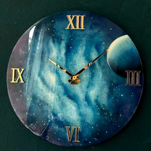 Handmade Elegant <b>Large</b> Quartz Wall <b>Clock</b> Impressive Art Design for Stylish Living Spaces Perfect Epoxy Resin Decor Living Room - Product Image 1