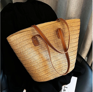Sac fourre-tout tissé en paille pour femmes, sac de paille tissé à la main Crochet macramé sacs de plage directement du fournisseur indien - Product Image 2