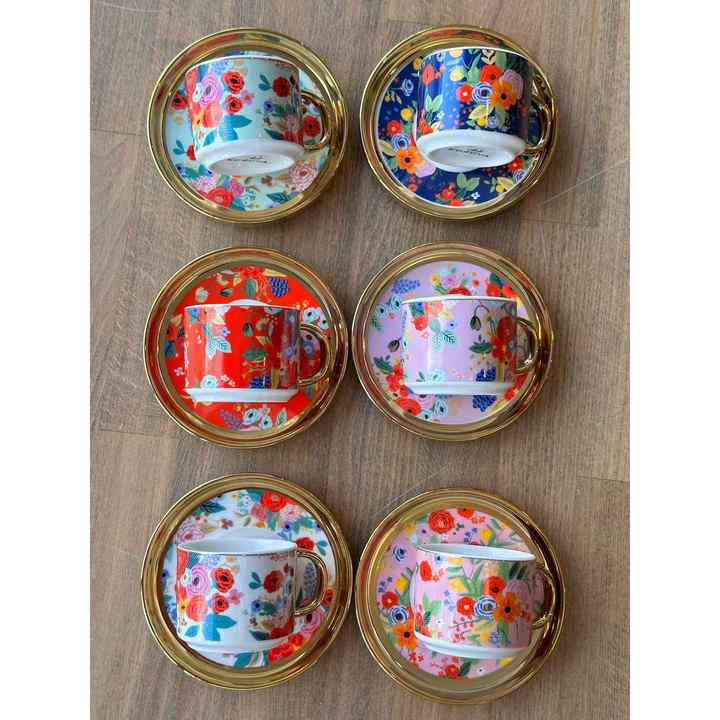 Turkish Coffee Cup Colorful 12 Pieces for 6 People