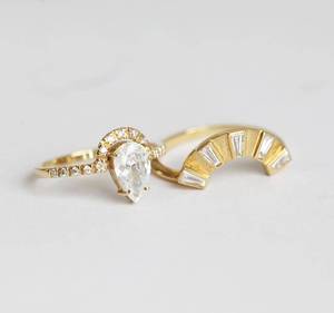 ชุดแหวนหมั้นเพชรมอยส์ซอไนต์ทรงรี18K สำหรับผู้หญิงเครื่องประดับเจ้าสาวสีโรสโกลด์ขายส่ง - Product Image 4