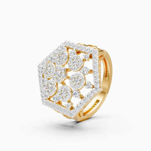 Bague de mariage hexagonale Regal avec diamant de laboratoire de 0,85 ct |   En or jaune, blanc et rose 9 carats - Product Image 3