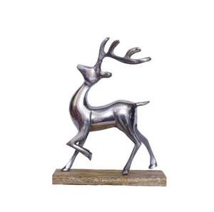 Ciervo de aluminio hecho a mano más vendido, acabado en plata, Base de madera, mesa de Navidad, ciervo de aluminio decorativo, precio al por mayor - Product Image 4