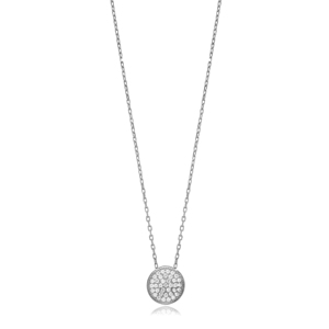 Collier en argent avec pendentif rond en zircon brillant, bijoux turcs en gros, fait à la main, argent sterling 925, cadeau pour femmes - Product Image 3