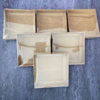 Boîte cadeau en papier kraft 12x12x3 cm avec couvercle transparent au fini mat pour Noël pour biscuits, gâteaux, bonbons, emballage de fête