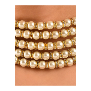 Pulsera y brazalete de perlas blancas Moti Layer - Product Image 5