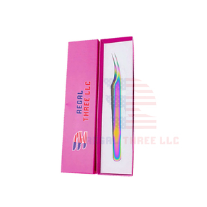 Pinzas profesionales de pestañas de una pieza con caja Herramientas de pestañas de punta de fibra para extensiones Suministros de belleza - Product Image 3
