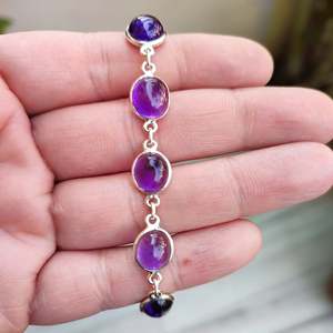 Handmade 925 Sterling <b>Silver</b> Amethyst <b>Bracelet</b> Crystal <b>Bracelets</b> & <b>Bangles</b> Collection - Product Image 2