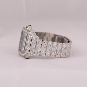 Montre en diamant Hip Hop pour hommes Montre à quartz en diamant de luxe Iced Out Montre-bracelet à buste VVS automatique du fabricant indien - Product Image 3