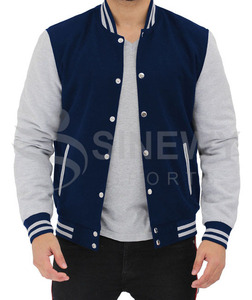 Chaqueta Varsity Personalizada Estilo Urbano con Cuello Alto y Parches de Logotipo Bordados y Letras - Product Image 3