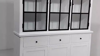 Meuble de rangement de luxe moderne industriel en bois de manguier massif avec portes vitrées, style ferme, pour salon, avec tiroirs multi-rangements, pour maison et hôtel