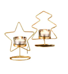 Excellent Quality christmas Star/ Tree Shaped Candle Holder Home Decorations x-mas table centerpiece for decoration