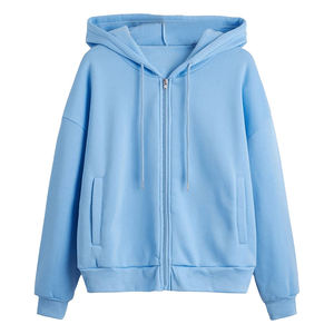 เสื้อมีฮู้ดแขนยาวมีซิปสำหรับผู้หญิงเสื้อขนแกะผ้าฝ้ายออกแบบได้ตามต้องการ - Product Image 6