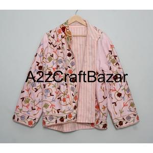 Veste en velours bohème chic faite à la main, tissu tricoté 100% coton, motif floral brodé, écologique, respirant, rapide, été - Product Image 6