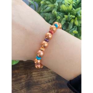 Navajo Style Bohemia Multi-Strung Stone and <b>Copper</b> Beaded Adjustable Bracelet Ball Shape for Gift - Product Image 2