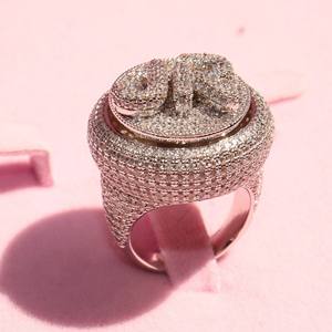 แหวนฮิปฮอปสีทอง10K 14K สุดหรูสำหรับผู้ชายแหวนเพชรแบบโค้งมนประดับห้องแล็บแบบเพชรที่ได้รับการรับรองจาก Gia - Product Image 3