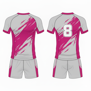 Ensemble maillot et short de l'équipe de rugby et de volley-ball à impression numérique | Couleurs et logos personnalisés | Vêtements de sport respirants en polyester 100% - Product Image 1