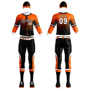 Vente en gros 100% polyester Ensemble de vêtements de sport de baseball et de softball pour hommes Logo personnalisé imprimé Design uniforme respirant de haute qualité - Product Image 1