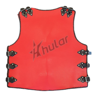 Chaleco de Cuero Vaquero para Hombre HULAR INTL, Estilo Racing, Color Rojo, para Motocicleta, Diseño Vintage con Patrón de Camuflaje, Cuello en V