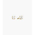 Boucles d'oreilles tendance en saphir de laboratoire rond, plaquées or 14K/18K, serties de diamants, forme de couronne, pour fiançailles et fêtes - Product Image 1