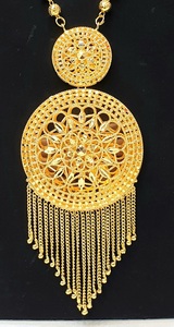 Nouveau à la mode 24KT plaqué or femmes pendentif collier ensemble Style arabe bijoux fins pour les mariages et les fêtes - Product Image 2