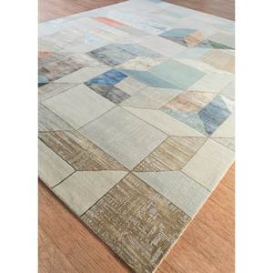 Tapis en laine et soie de bambou noué à la main Kavi gris et noir, motif Théorie du Chaos, géométrique, style bohème, pour la maison, le couloir, modèle rectangulaire - Esk-726 - Product Image 2