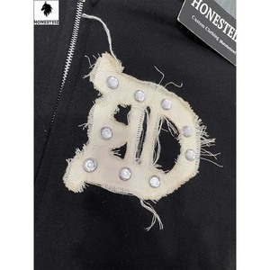 Sweat à capuche en molleton brodé avec logo personnalisé pour hommes 100% coton Sweatshirts d'hiver décontractés 3D gaufrage technique de sérigraphie solide - Product Image 3