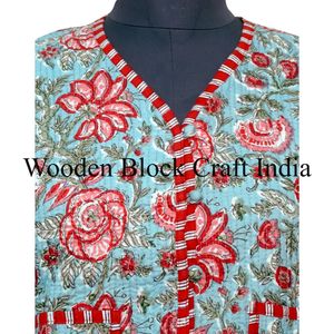 Chaqueta Acolchada de Algodón Estilo Boho Hecha a Mano en India para Mujer, Nuevo Estilo, Estampado Floral, Tejido, Prenda Exterior Informal para Invierno - Product Image 3