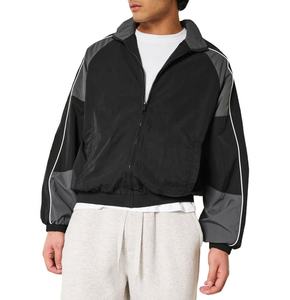 Custom Design OEM Service Full Zip up <b>Patchwork</b> Colorblock Vintage Hip hop Windproof Windbreaker Track <b>Jacket</b> - Product Image 4
