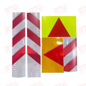 135mm x 565mm rimorchi contrassegno posteriore piastra riflettente giallo rosso bianco Chevron ad alta intensità foglio riflettente prismatico per camion - Product Image 2