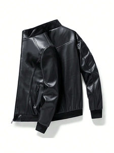 Giacca in Pelle di Alta Qualità OEM per Uomo, Foderata in Cotone, Logo Frontale Personalizzabile, Ecologica, Antivento e Antibatterica - Product Image 3